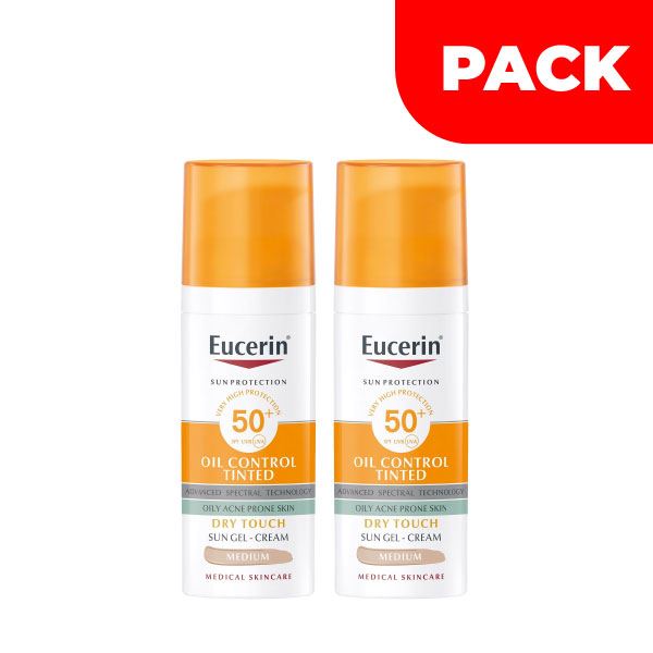 Dúo Pack Eucerin Sun Face Oil Control Tono Medio - Frasco 50 ML